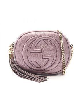 Gucci Shoulder Bag Soho Tassel Metallic Purple Leather Mini Chain